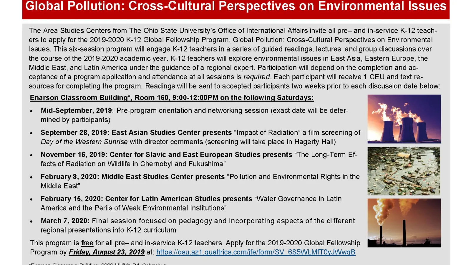 2019-2020 K-12 Global Fellowship Program Flyer