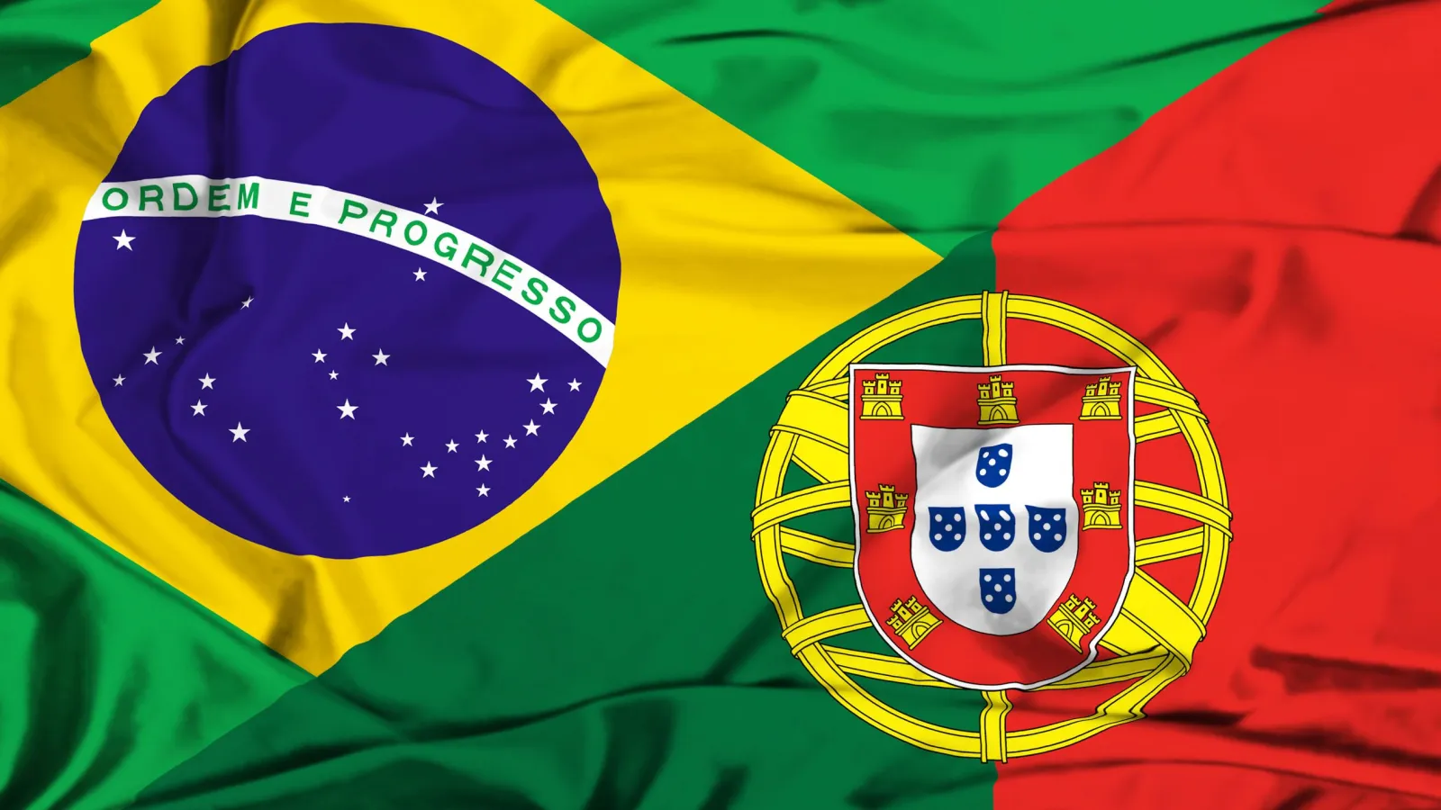 Brazil and Portugal flags