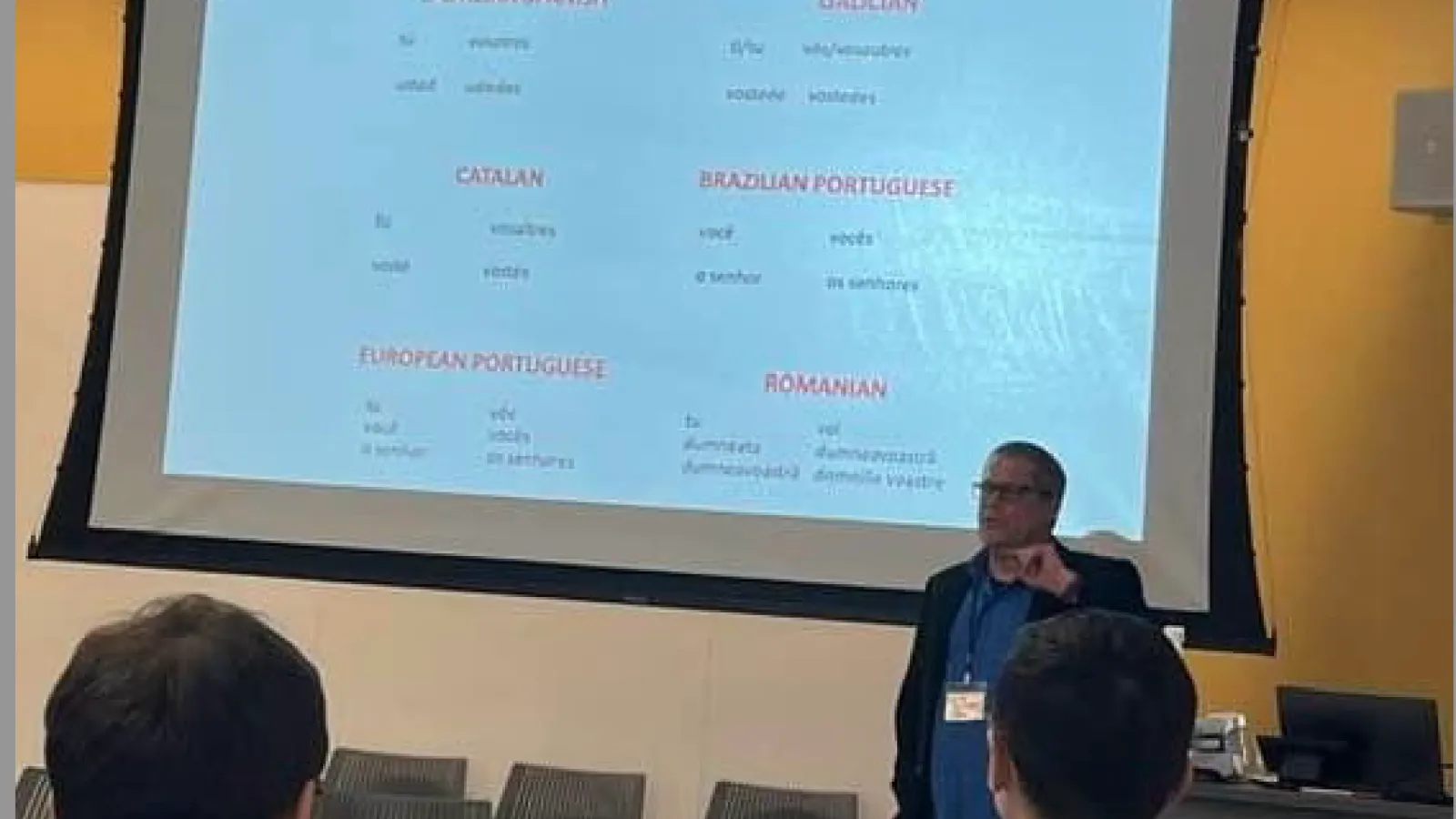Dr Schwenter presenting lecture