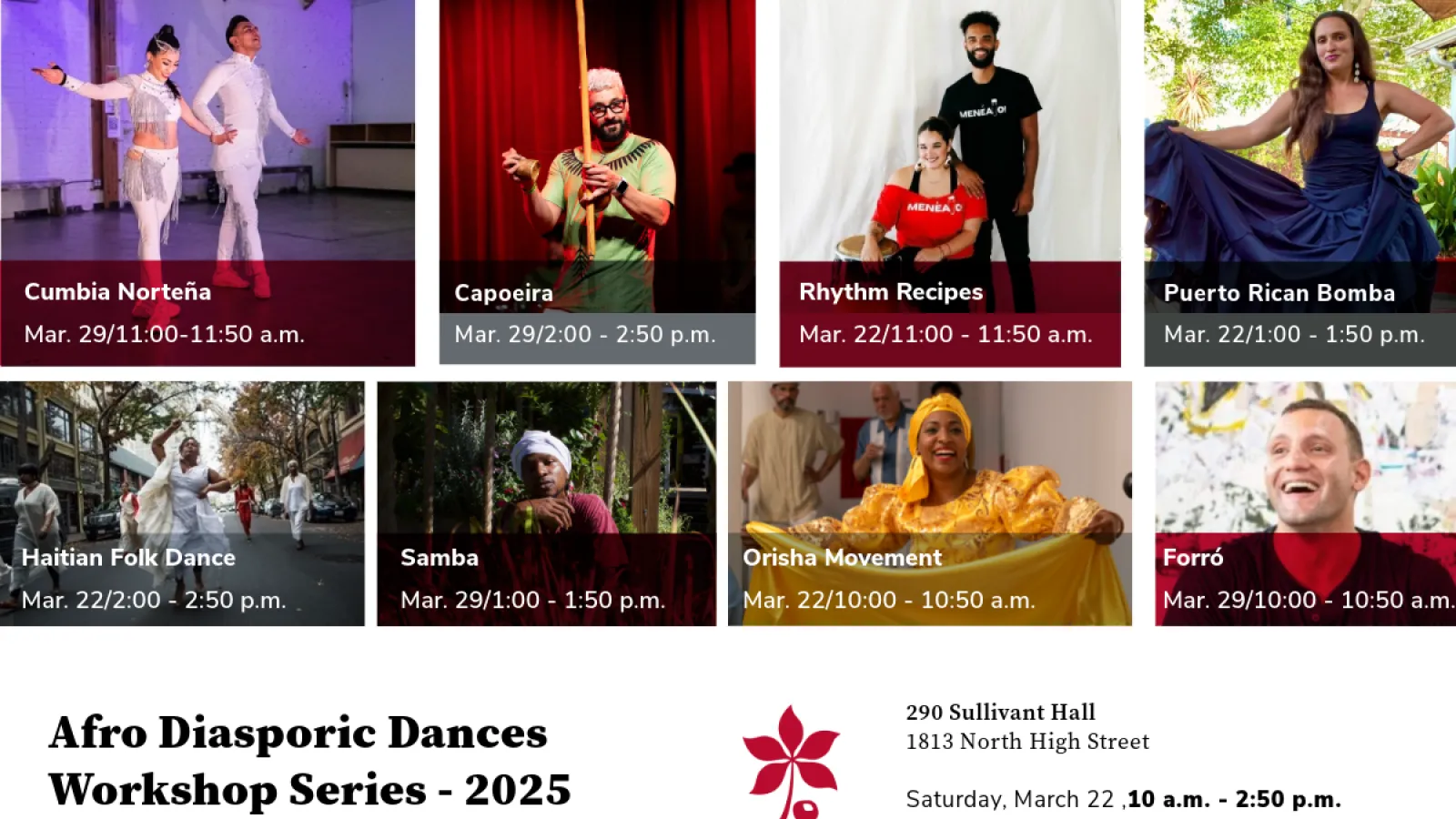 Afro-Diasporic Dances Workshop Series 2025 Flyer