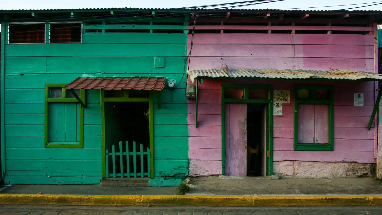 green and pink house