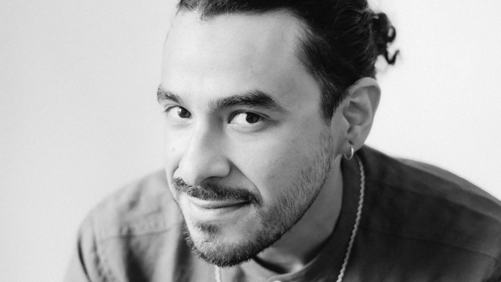 black and white photo of man