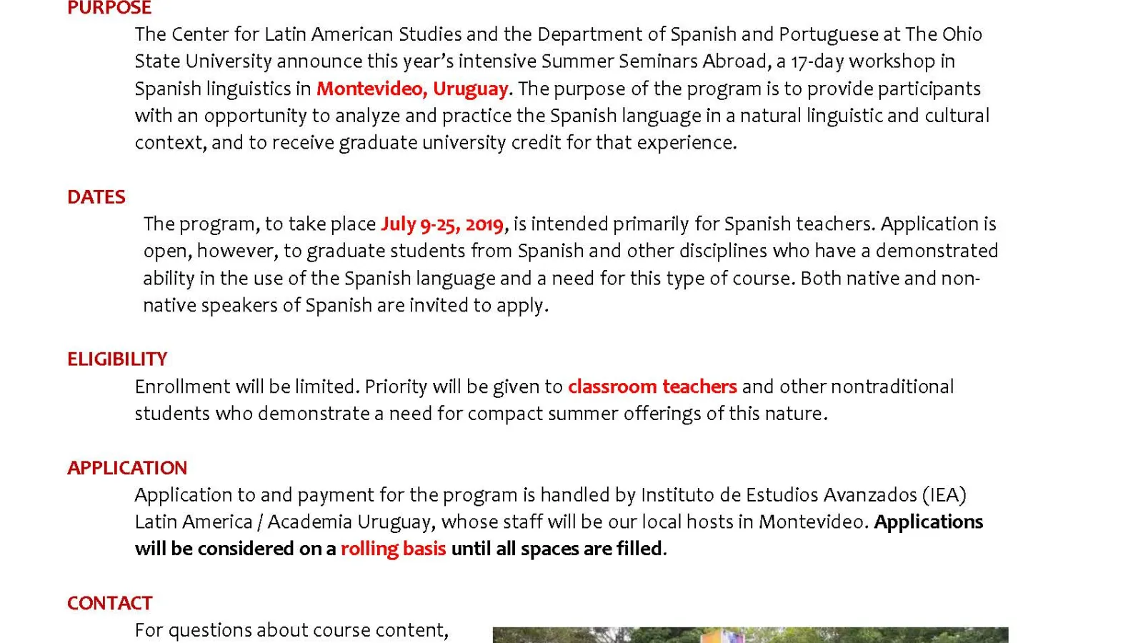 Summer Seminars Abroad for Spanish Teachers Flyer