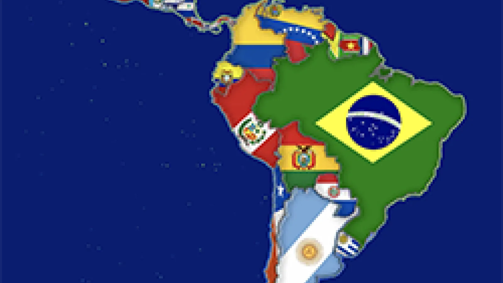 Latin America map with flags