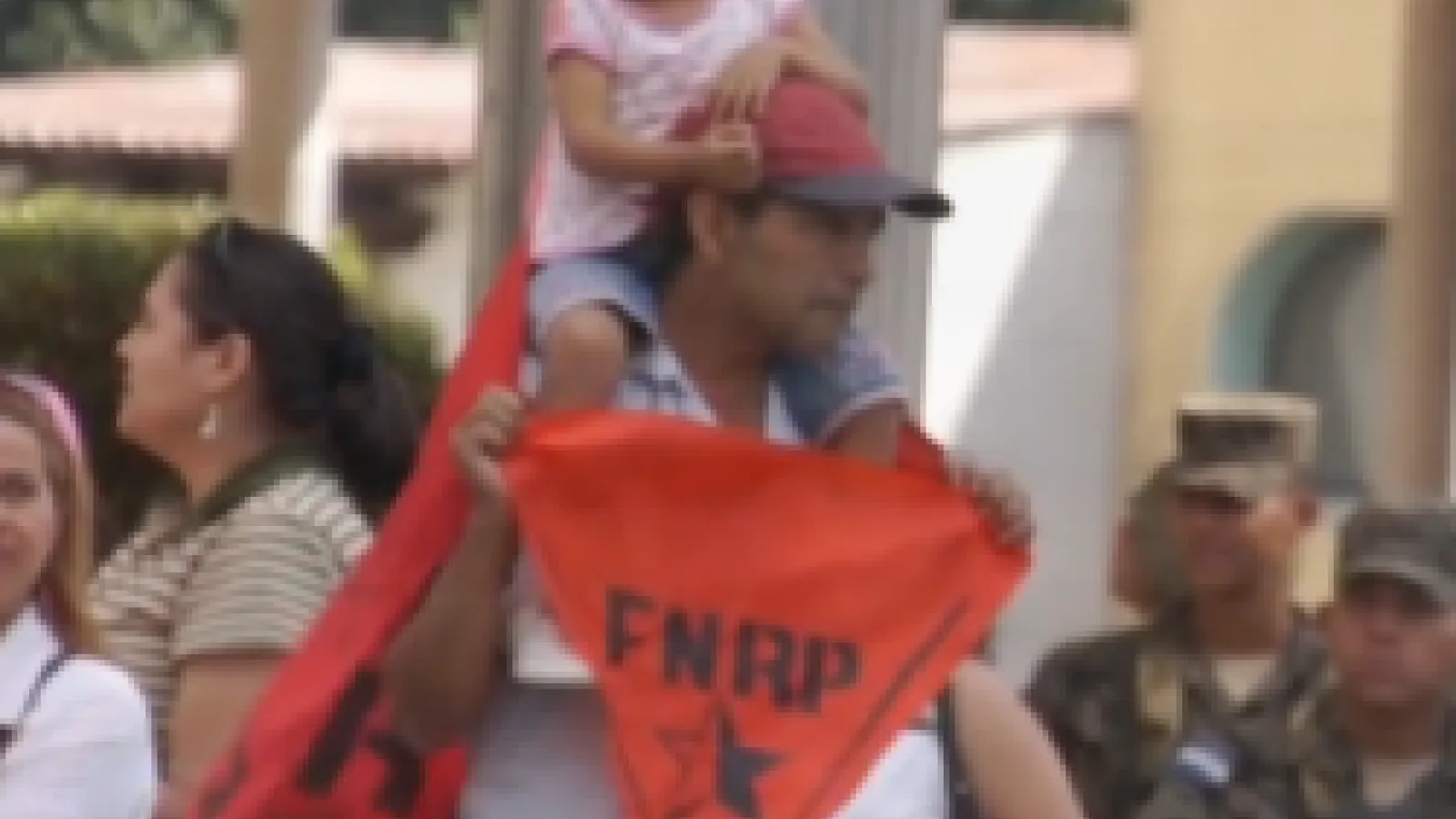 father and daughter at protest