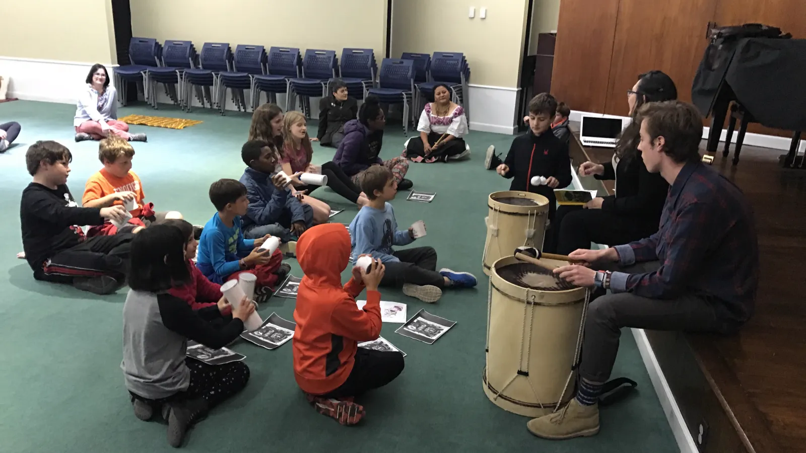 Students playing drums 