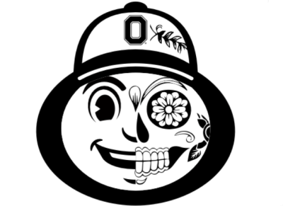 picture of half Brutus half calavera face