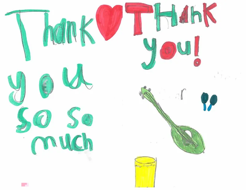 Thank you card from student at Montrose Elementary School