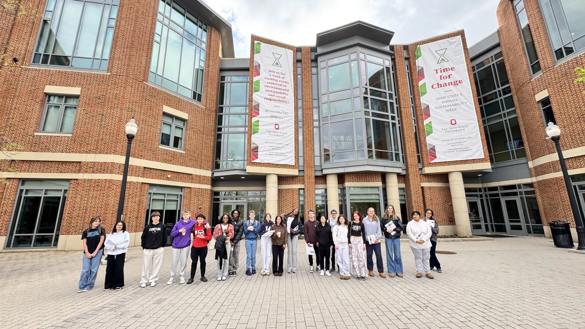 group of students in front of Ohio Union