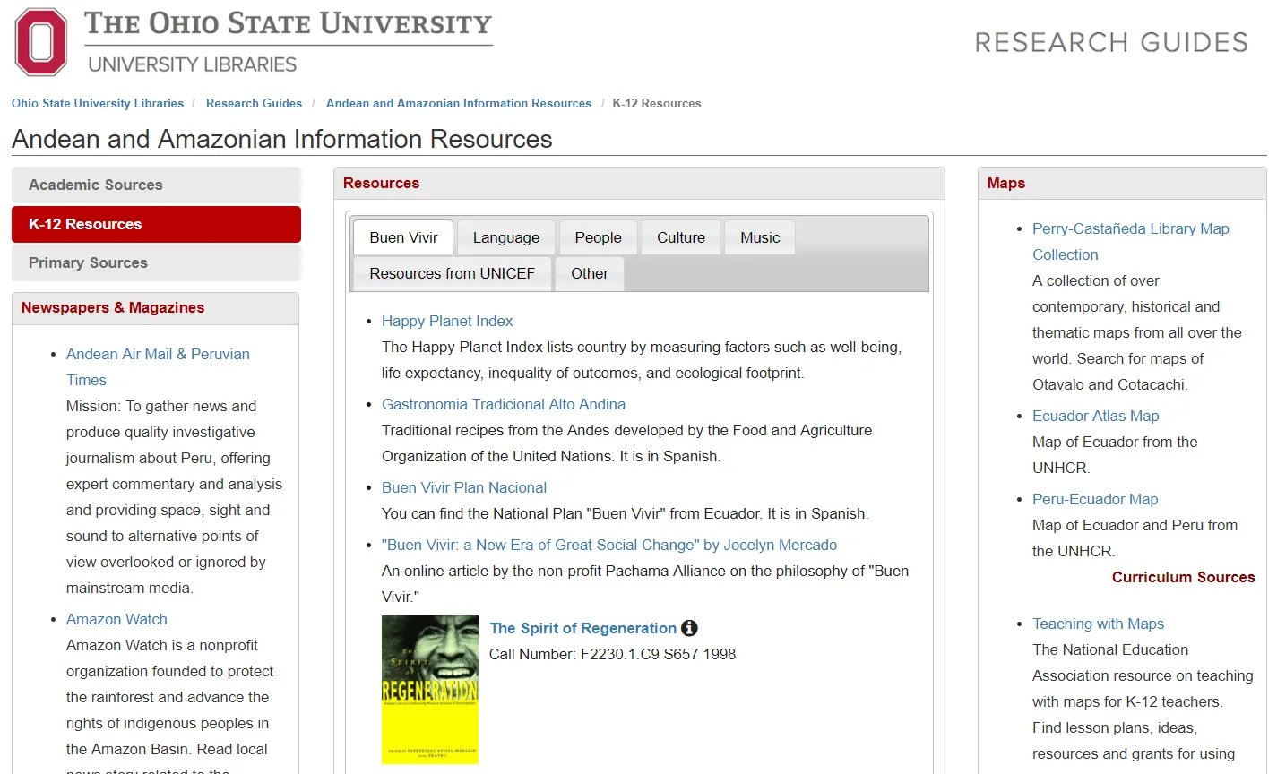OSU Lib Guide for Andean & Amazonian Studies