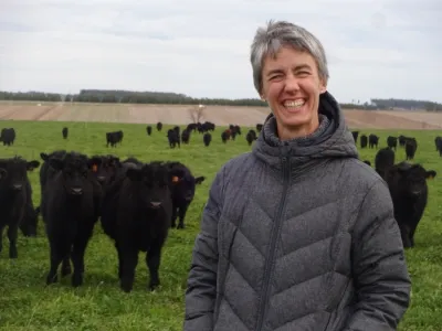 Dr. Bello on a farm visit in Uruguay