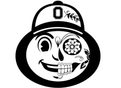 picture of half Brutus half calavera face