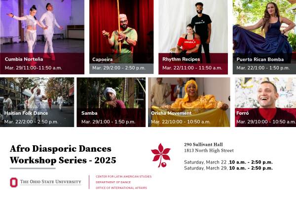 Afro-Diasporic Dances Workshop Series 2025 Flyer