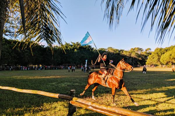 Horse rider celebrating Argentine Independence Day in Loreto, Corrientes, Argentina