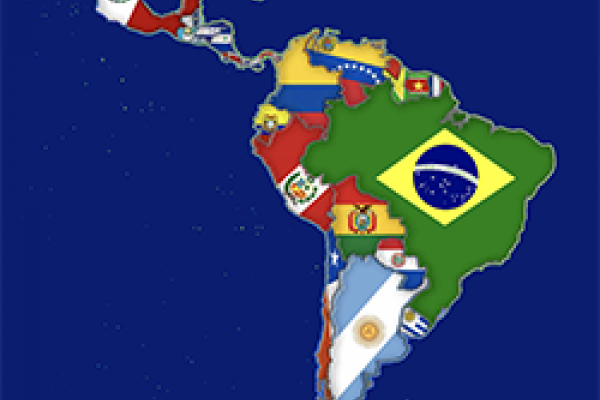 Latin America map with flags