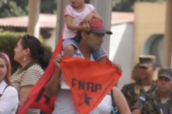 father and daughter at protest