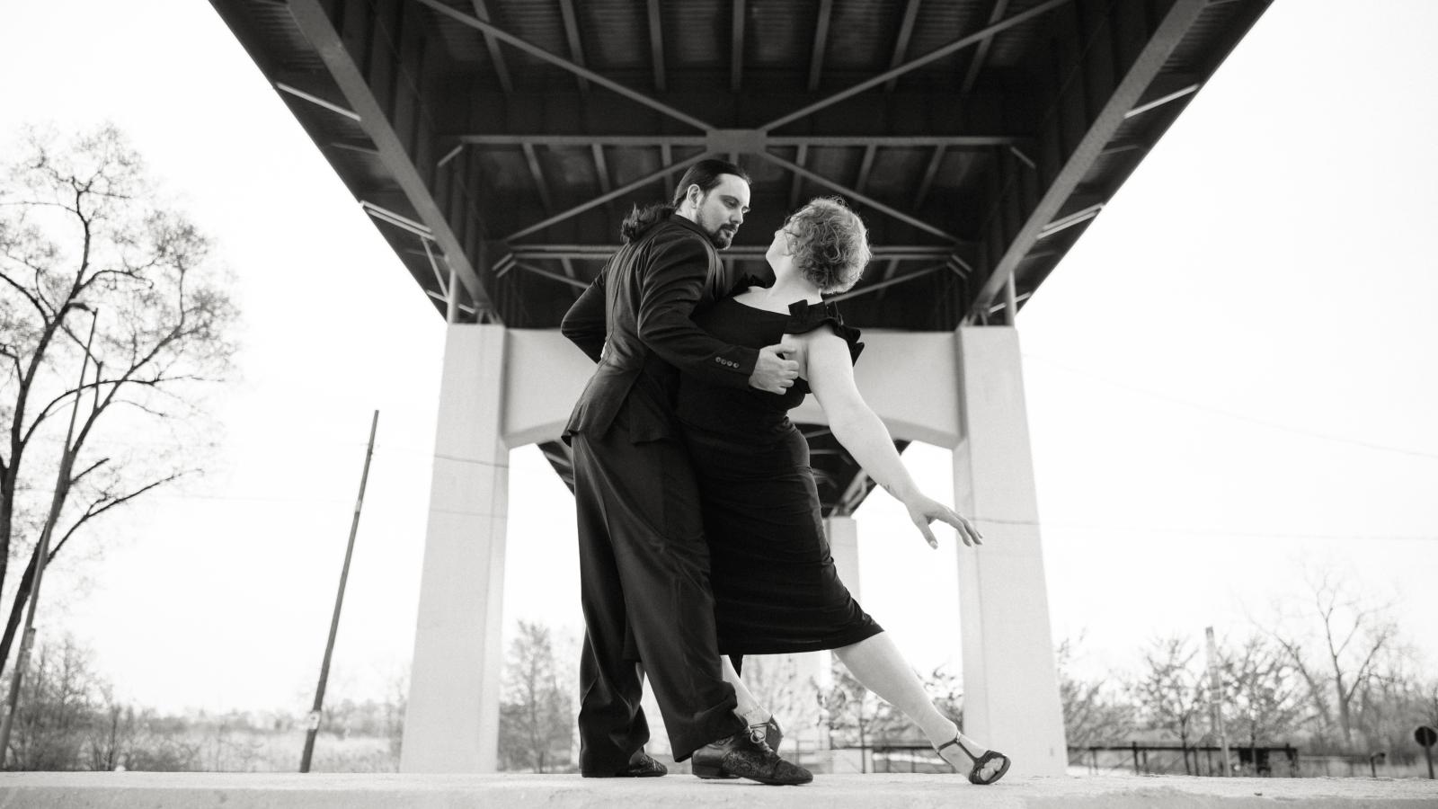 Erin and Doruk in a tango pose