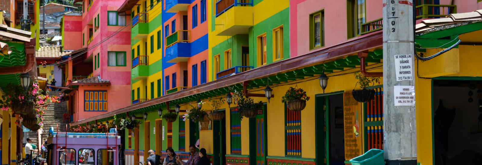 colorful street in Colombia